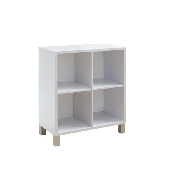 Wooden Cube Display Cabinet With Four Shelves, White