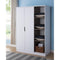 Wooden Wardrobe With Open Side Shelves, White And Brown