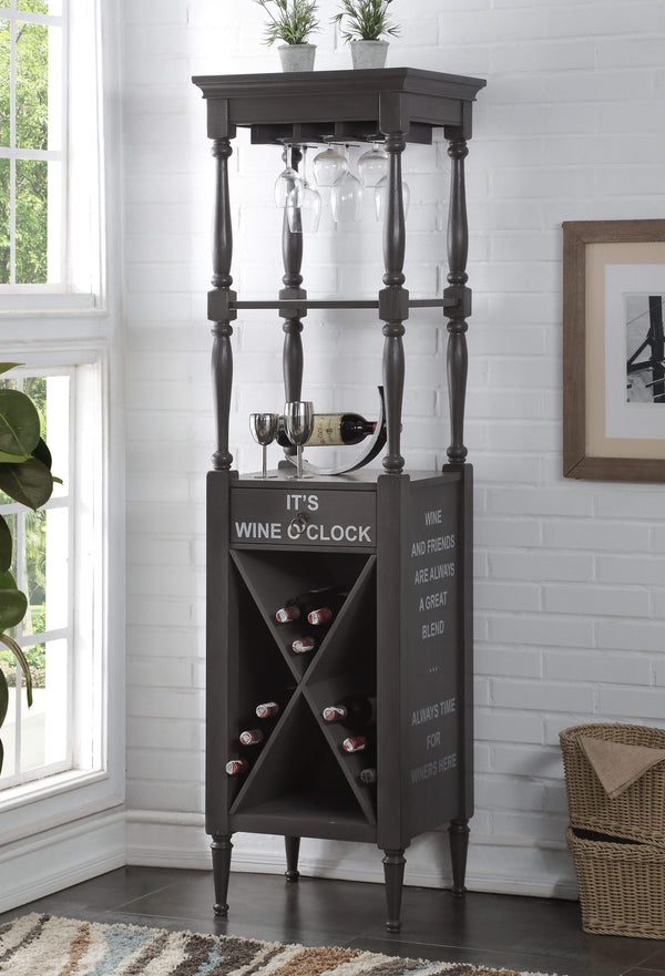 Wooden Wine Cabinet with Spacious Wine Bottle Holder, Antique Gray
