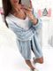 Cable Knit dDesign Sleeves cardigan-blue-One Size-JadeMoghul Inc.