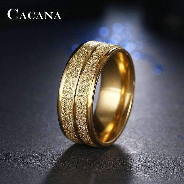 CACANA Stainless Steel Rings For Women Double Path Fashion Jewelry Wholesale NO.R21-6-Gold-JadeMoghul Inc.