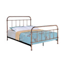 California King Bed with 5 Spindle Accents, Copper-Panel Beds-Copper-Metal-JadeMoghul Inc.