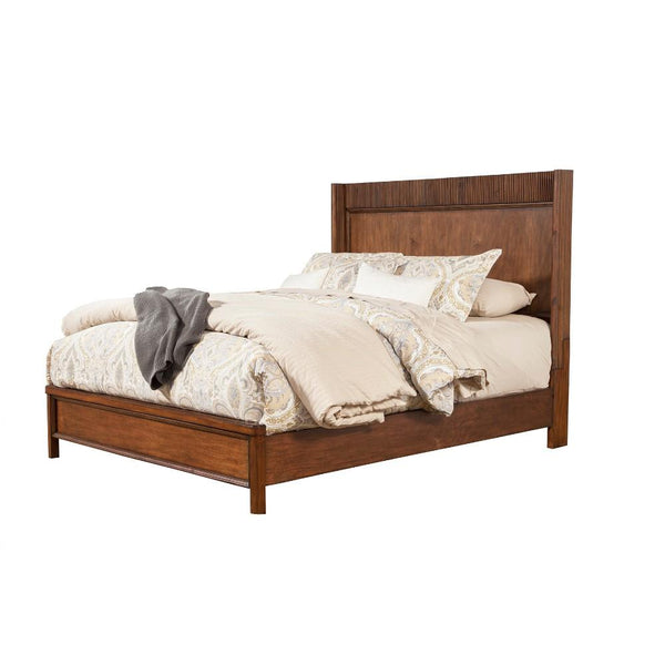 California King Panel Bed In Mahogany Wood Brown-Panel Beds-Brown-Mahogany Solids & Birch Veneer-JadeMoghul Inc.
