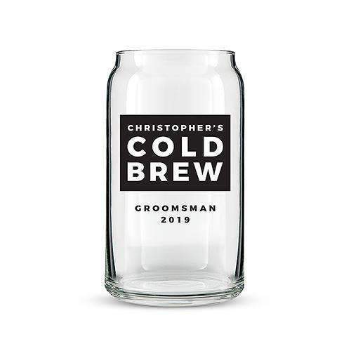 Can Shaped Glass Personalized - Cold Brew Print Harvest Gold (Pack of 1)-Personalized Gifts for Women-Black-JadeMoghul Inc.