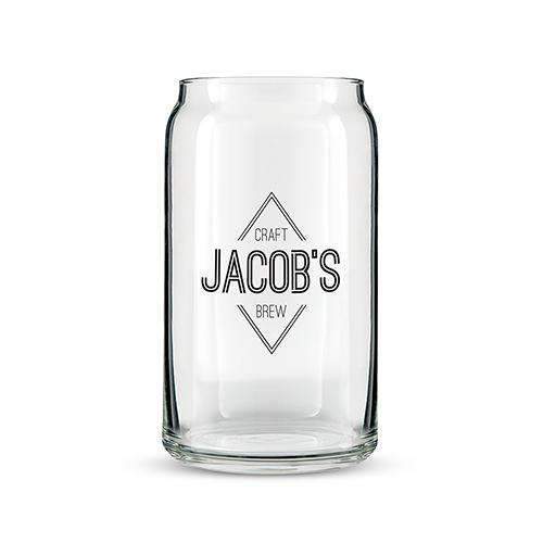 Can Shaped Glass Personalized - Diamond Emblem Printing White (Pack of 1)-Personalized Gifts For Men-Black-JadeMoghul Inc.