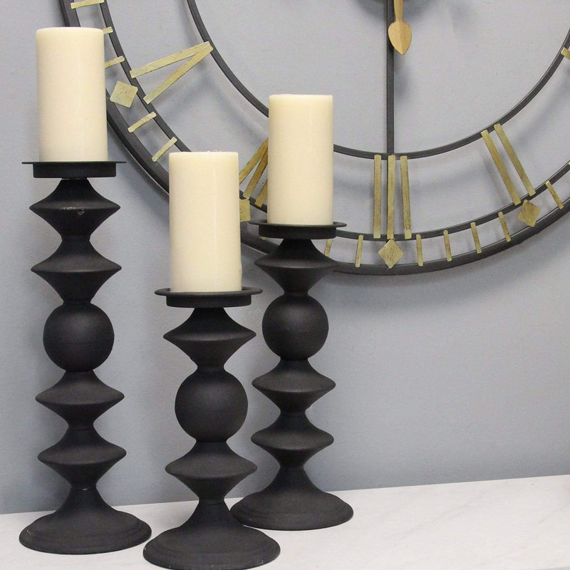 Candle Holders Black Candle Holders - 5.6" X 5.6" X 16" Black Metal  Candlestick HomeRoots