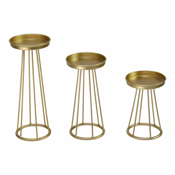 Candle Holders Gold Candle Holders - 3.5" X 3.5" X 9.8" Gold Metal Candlestick HomeRoots