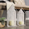 Candle Holders Tall Candle Holders - 7.1" X 3.94" X 15.75" Distressed White Metal House Candleholder HomeRoots