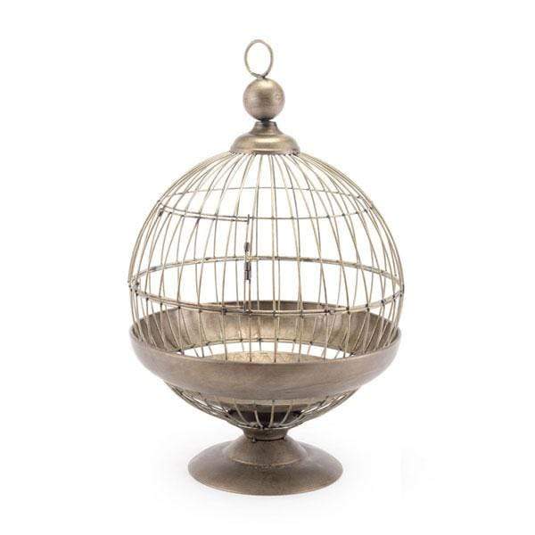 Candle Holders Taper Candle Holders - 14" X 14" X 22.8" Round Gray Birdcage Candle Holder HomeRoots