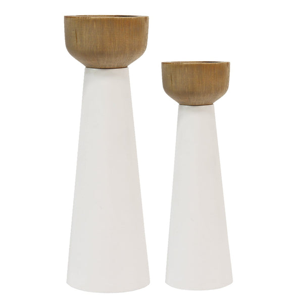 Candle Holders Wooden Candle Holders - Candlestick Set of 2 HomeRoots