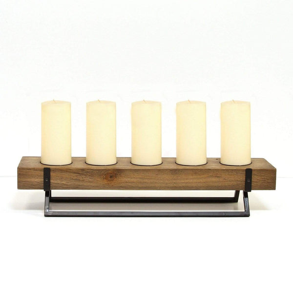 Candle Holders Wooden Candle Holders - Rustic 5 Candle Holder Centerpiece HomeRoots