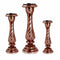 Traditional Style 3 Piece  Glass Candle Holder, Copper