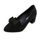 Candy Color Women Pumps Shallow Color Women's Bowknot Suede Block Thick High Heels Shoes Bowtie Working Shoes-Black-37-JadeMoghul Inc.