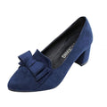 Candy Color Women Pumps Shallow Color Women's Bowknot Suede Block Thick High Heels Shoes Bowtie Working Shoes-Navy Blue-37-JadeMoghul Inc.