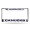 CANUCKS ® LASER CHROME FRAME - WHITE BACKGROUND WITH NAVY LETTERS-FCL Chrome Laser License Frame-JadeMoghul Inc.