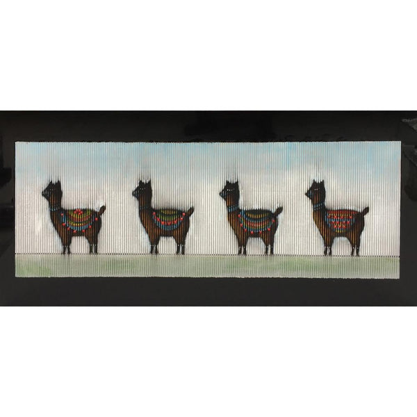 Canvas Art Rectangular Canvas Oil Painting with Standing Alpaca Design, Multicolor Benzara
