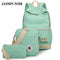 Canvas Women Backpack - Bag with Purse - Laptop 3pcs Set-Black-JadeMoghul Inc.