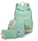 Canvas Women Backpack - Bag with Purse - Laptop 3pcs Set-mint green-JadeMoghul Inc.