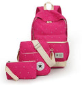 Canvas Women Backpack - Bag with Purse - Laptop 3pcs Set-rose red-JadeMoghul Inc.