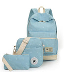 Canvas Women Backpack - Bag with Purse - Laptop 3pcs Set-Sky Blue-JadeMoghul Inc.