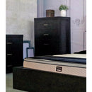 Capacious 5 Drawer Storage Chest With Metal Glides, Black Finish.-Cabinet & Storage Chests-Black-METAL, WOOD-JadeMoghul Inc.