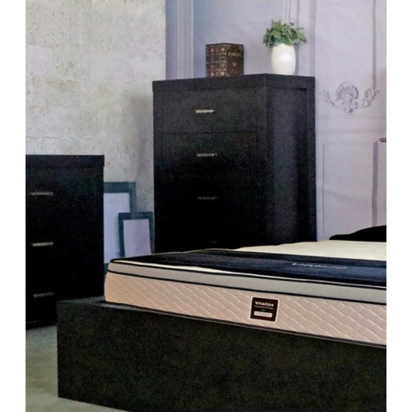 Capacious 5 Drawer Storage Chest With Metal Glides, Black Finish.-Cabinet & Storage Chests-Black-METAL, WOOD-JadeMoghul Inc.