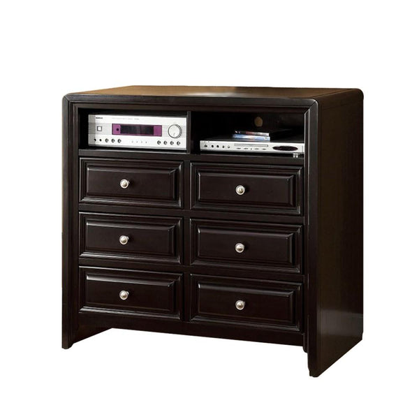 Capacious Transitional Style Media Chest, Espresso Brown-Accent Chests and Cabinets-Espresso Finish-Wood-JadeMoghul Inc.