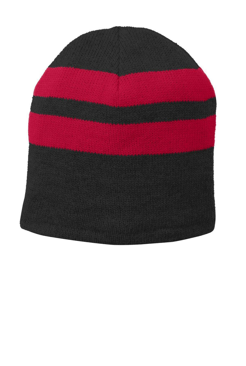 Caps Port & Company Fleece  Lined Striped Beanie Cap. C922 Port & Company