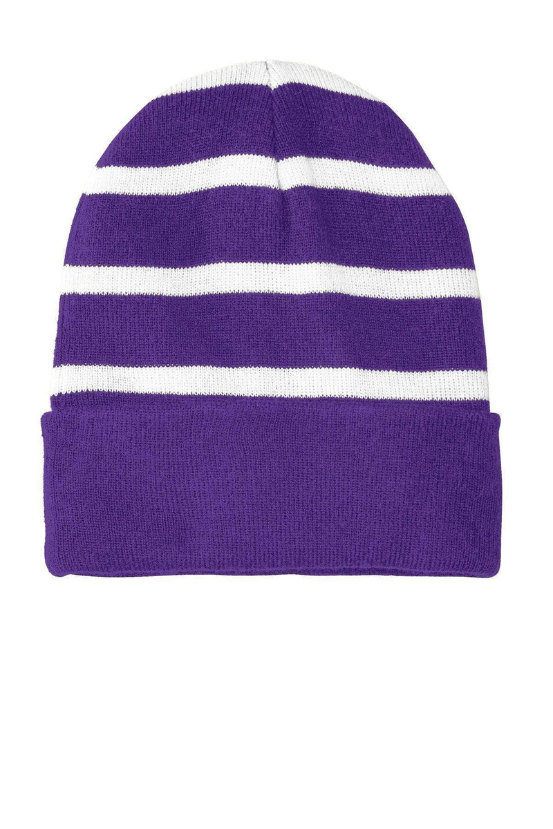 Caps Sport-Tek Striped Beanie with Solid Band. STC31 Sport-Tek