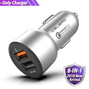 Car Charger Quick Charge 3.0 Dual USB Car-Charger for Mobile Phone Qualcomm QC 3.0 Fast Car Charging USB Charger Adapter MTK FCP-Gray Car Charger-JadeMoghul Inc.