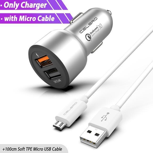 Car Charger Quick Charge 3.0 Dual USB Car-Charger for Mobile Phone Qualcomm QC 3.0 Fast Car Charging USB Charger Adapter MTK FCP-Gray Micro Bundle-JadeMoghul Inc.