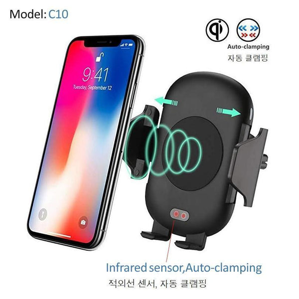 Car Mount Qi Wireless car Charger Car Holder Stand For iPhone X 8 Plus Quick Fast Charge Wireless Charging Pad for Samsung S9 S8-Black-With CD holder-JadeMoghul Inc.