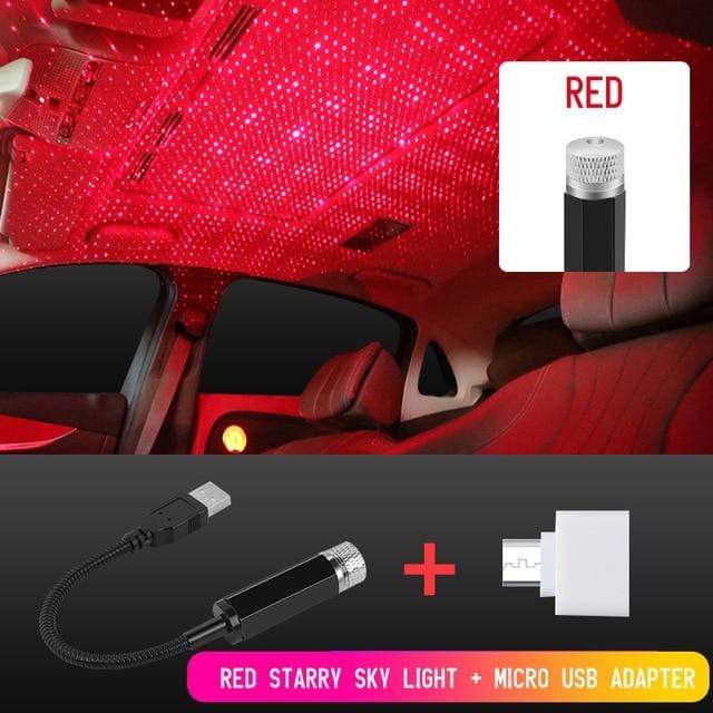 Car Roof Star Light Interior LED Starry Laser Atmosphere Ambient Projector USB Auto Decoration Night Home Decor Galaxy Lights AExp