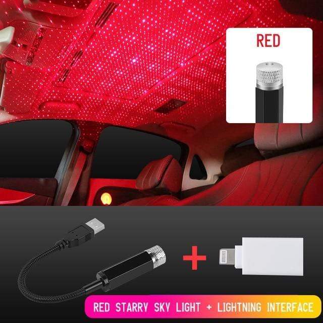 Car Roof Star Light Interior LED Starry Laser Atmosphere Ambient Projector USB Auto Decoration Night Home Decor Galaxy Lights AExp
