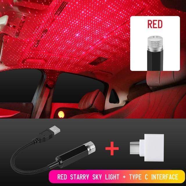Car Roof Star Light Interior LED Starry Laser Atmosphere Ambient Projector USB Auto Decoration Night Home Decor Galaxy Lights AExp