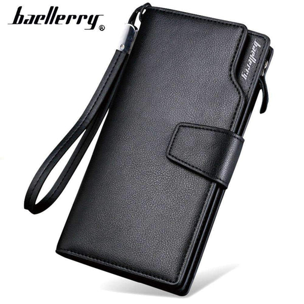 Card holder Leather Wallet men Long Design Quality passport cover Fashion Casual Mens Purse Zipper Multi-function coin purse 7X-7X1 Black-JadeMoghul Inc.