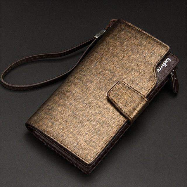 Card holder Leather Wallet men Long Design Quality passport cover Fashion Casual Mens Purse Zipper Multi-function coin purse 7X-7X3 Gold-JadeMoghul Inc.