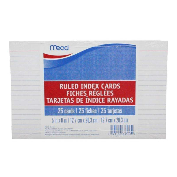 CARDS INDEX RULED 5 X 8 25 CT-Supplies-JadeMoghul Inc.