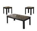 Carly Coffee/End Table Set, Black, Pack of 3 Piece-Coffee Table Sets-Black-Faux Marble MDF-JadeMoghul Inc.