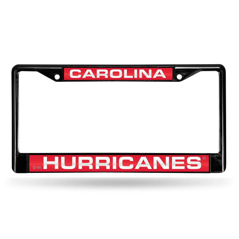 Mercedes License Plate Frame Carolina Hurricanes Black Laser Chrome Frame