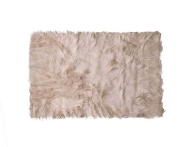 Carpets Carpet - 24" x 36" x 1.5" Taupe Acrylic Plush Faux Sheepskin - Area Rug HomeRoots