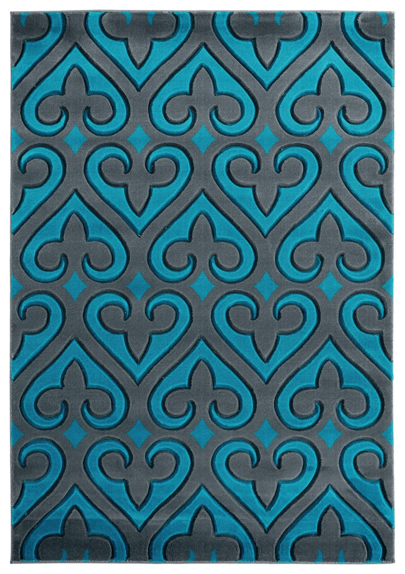 Carpets Carpet Deals 31" x 50" x 0.53" Turquoise Olefin/Polypropylene Mat Rug 7461 HomeRoots