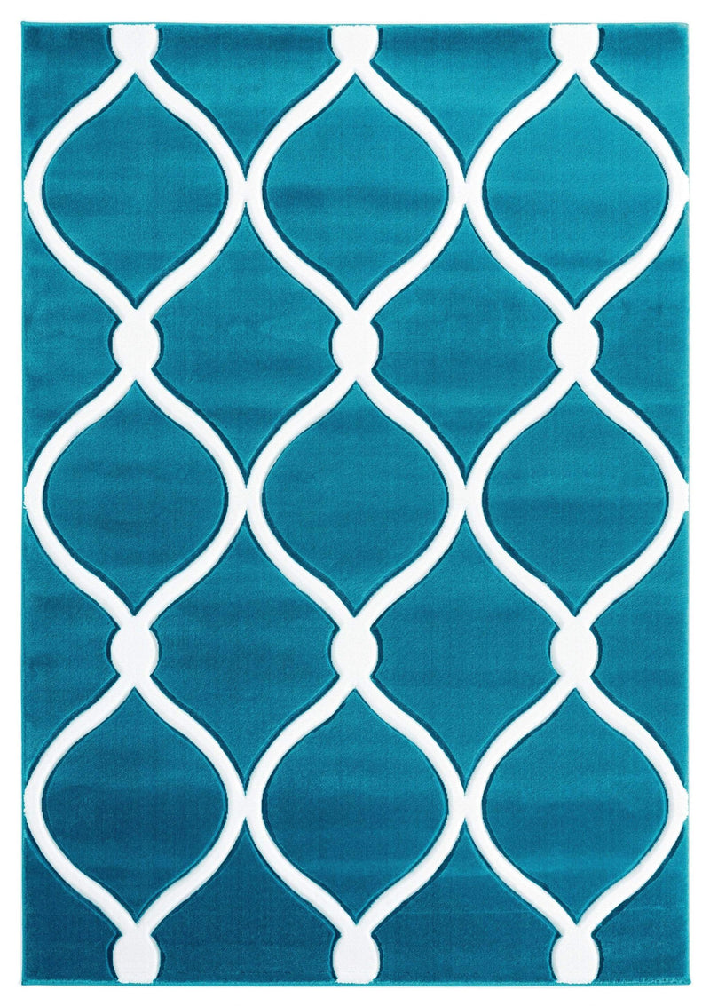 Carpets Carpet Deals 31" x 50" x 0.53" Turquoise Olefin/Polypropylene Mat Rug 7479 HomeRoots