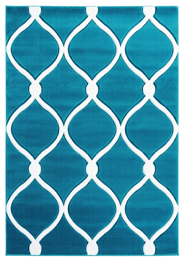 Carpets Carpet Deals 94" x 126" x 0.53" Turquoise Olefin/Polypropylene Area Rug 7482 HomeRoots