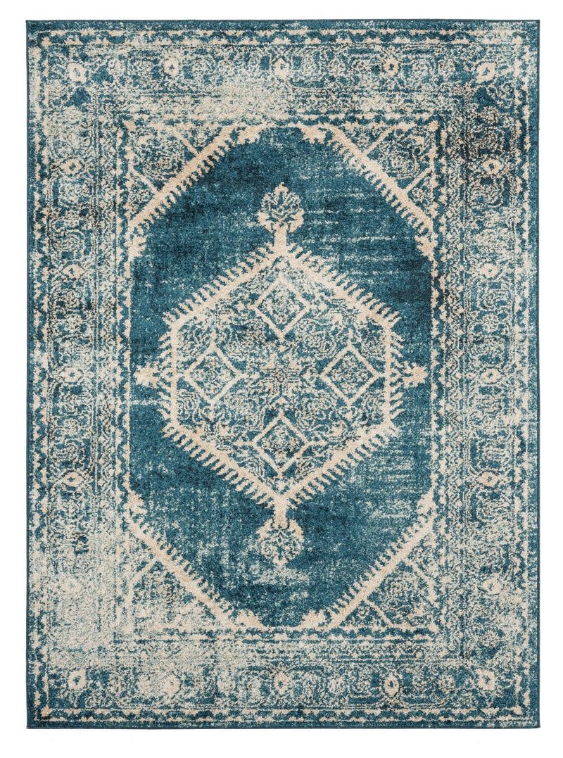 Carpets Carpet Mart 22" x 36" x 0.37" Cerulean Olefin Frieze Accent Rug 9735 HomeRoots