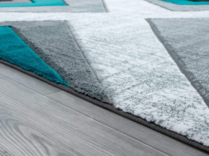 Carpets New Carpet - 94" x 126" x 0.5" Turquoise Olefin/Polypropylene Area Rug HomeRoots