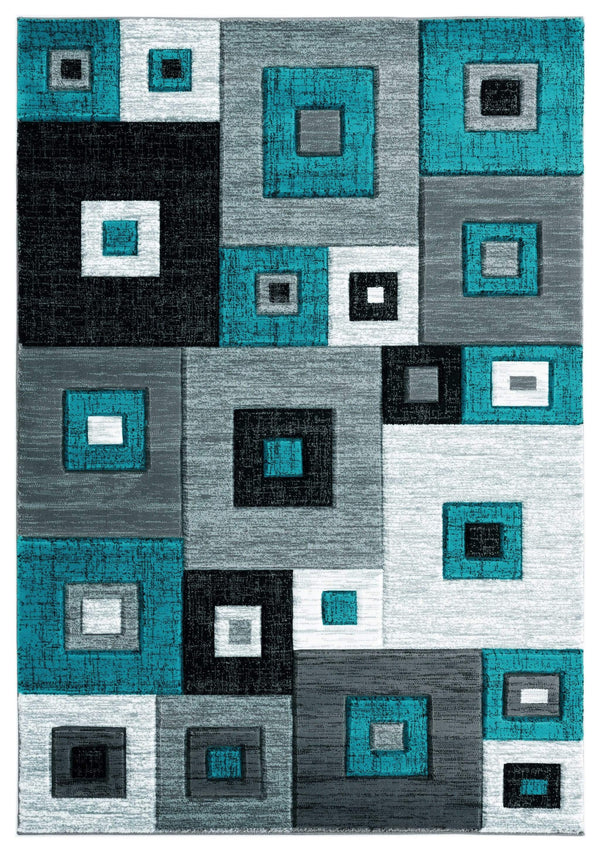 Carpets New Carpet - 94" x 126" x 0.53" Turquoise Olefin/Polypropylene Area Rug HomeRoots