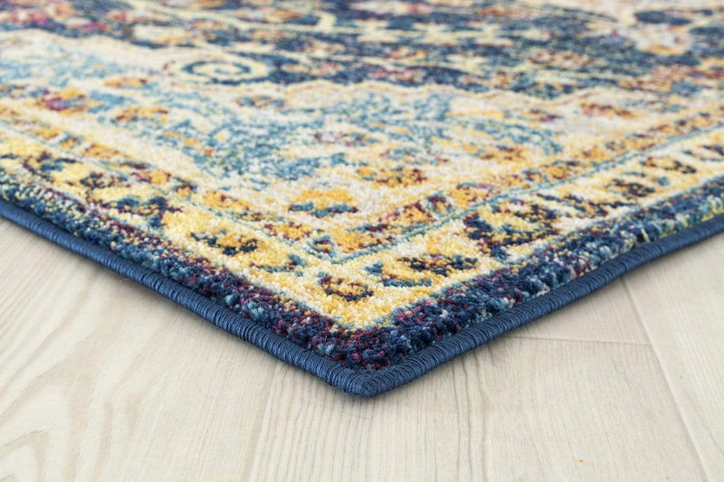 Carpets Round Carpet - 94" x 94" x 0.35" Blue Olefin/Frieze Round Rug HomeRoots