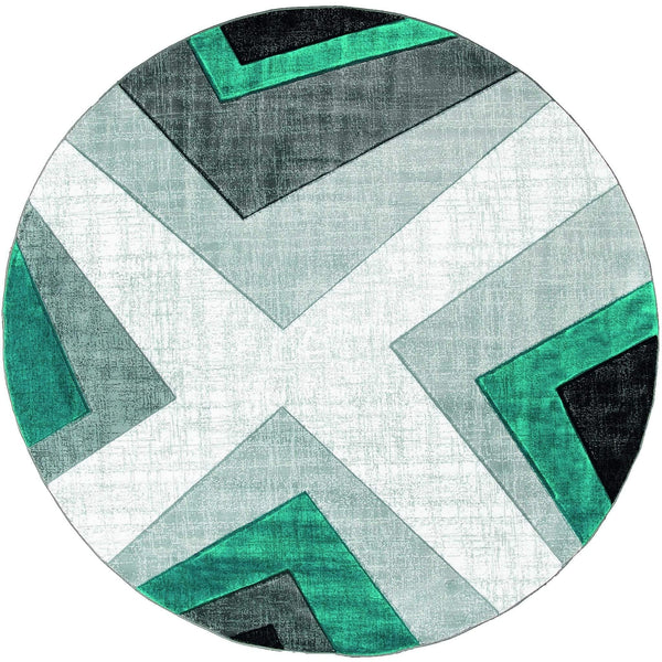 Carpets Round Carpet - 94" x 94" x 0.5" Turquoise Olefin/Polypropylene Round Rug HomeRoots