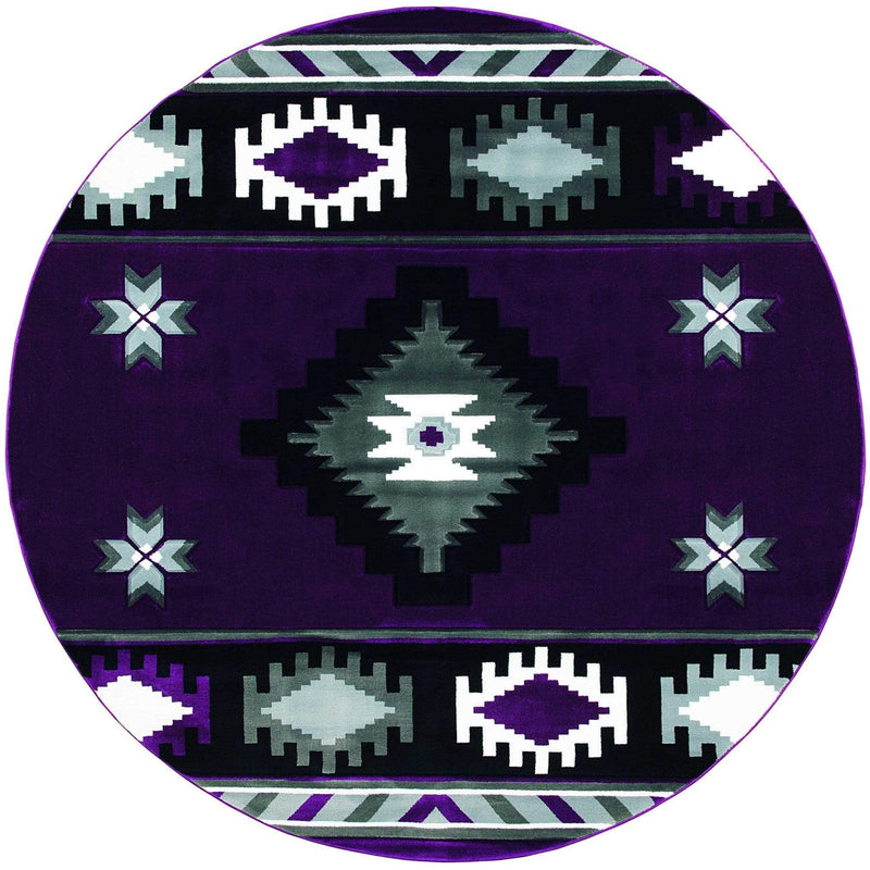 Carpets Round Carpet 94" x 94" x 0.53" Plum Olefin/Polypropylene Round Rug 7301 HomeRoots